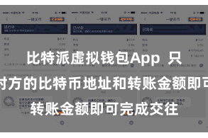 比特派虚拟钱包App  只需要输入对方的比特币地址和转账金额即可完成交往